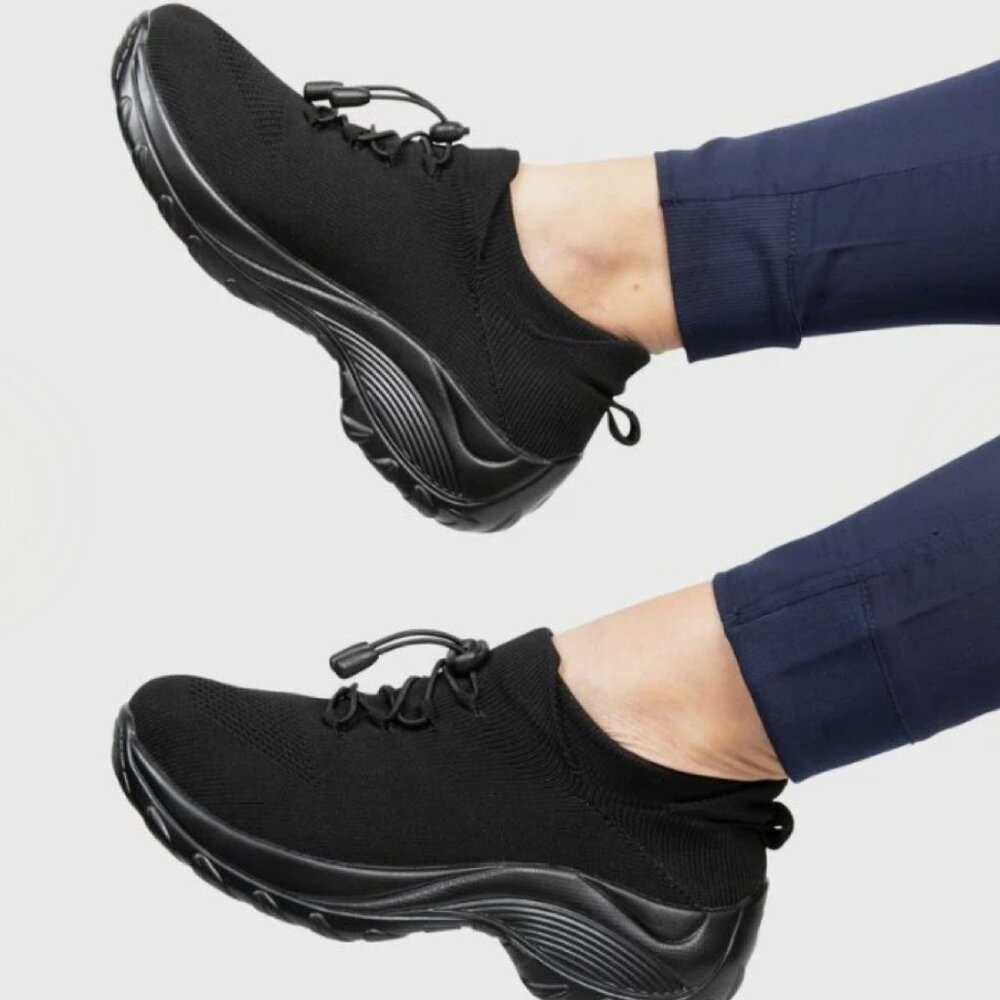 Women’s Black Knit Athletic Slip-On Sneakers